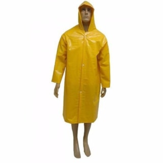 Capa De Chuva Com Capuz Forrada Pvc Amarela Tamanho G