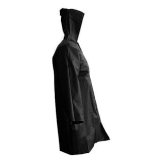 Capa De Chuva Com Capuz Forrada Pvc Preta Tamanho Gg