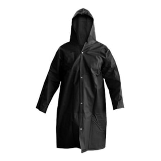 Capa De Chuva Pvc Com Capuz Com Forro Preta Tamanho G